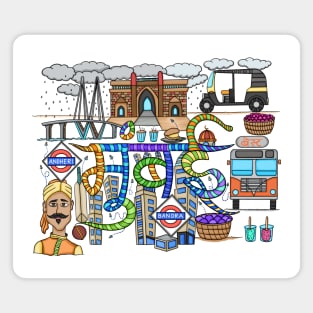 Mumbai City Doodle - Travel Lover Magnet